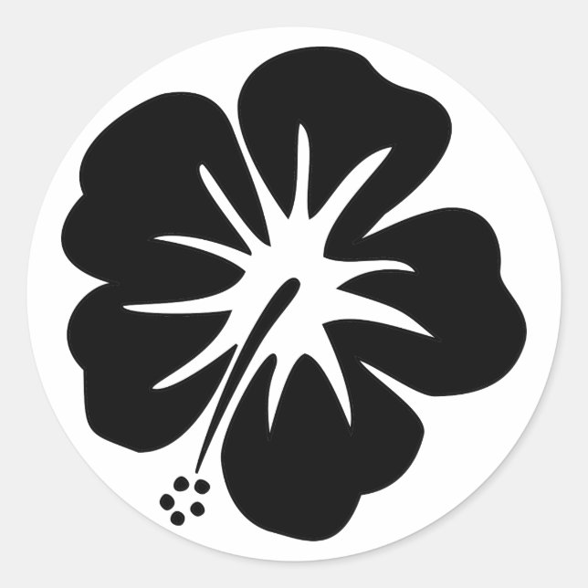 Pegatina Redonda Plantilla de Hibiscus (Anverso)