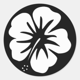 Pegatina Redonda Plantilla de Hibiscus