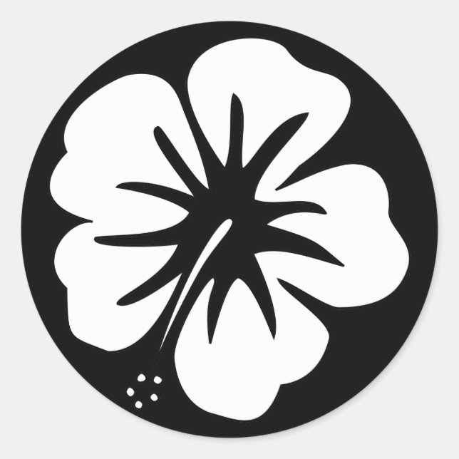 Pegatina Redonda Plantilla de Hibiscus (Anverso)