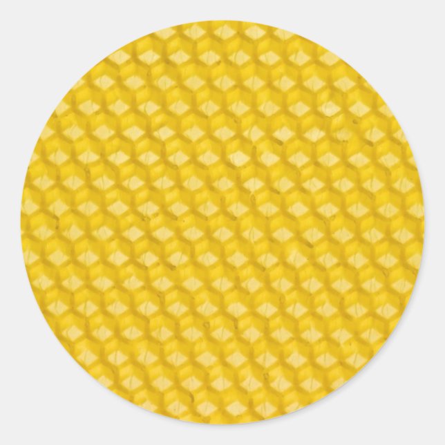 Pegatina Redonda Plantilla De Honeycomb En La Que Las Abejas Trabaj (Anverso)