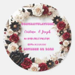 Pegatina Redonda Plantilla de invitación de boda