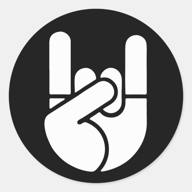 Pegatina Redonda Plantilla de la mano de la roca (Anverso)