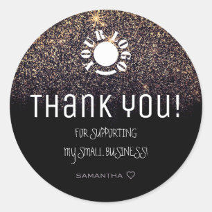 Pegatina Redonda Plantilla de logotipo Purpurinas Estrellas Lilac G