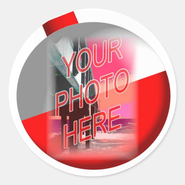 Pegatina Redonda Plantilla de marco Bobber de pesca (Anverso)