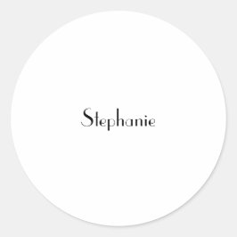 Pegatina Redonda Plantilla de monograma Personalizado blanco negro