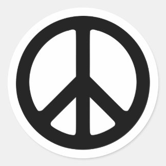 Pegatina Redonda Plantilla de símbolo de paz negra