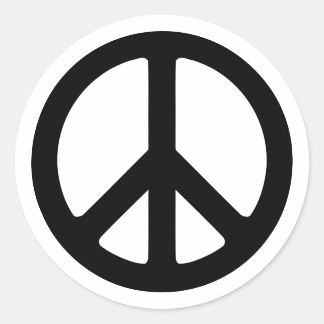 Pegatina Redonda Plantilla de símbolo de paz negra (Anverso)