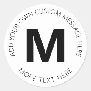 Pegatina Redonda Plantilla de texto circular negrita moderna Blan