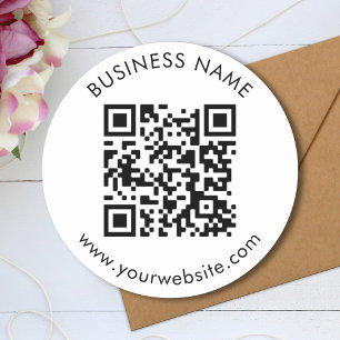 Pegatina Redonda Plantilla de texto de código QR de personalizado