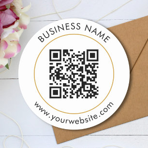 Pegatina Redonda Plantilla de texto de código QR personalizado