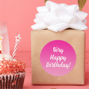 Pegatina Redonda Plantilla de texto de cumpleaños muy feliz Ombre r