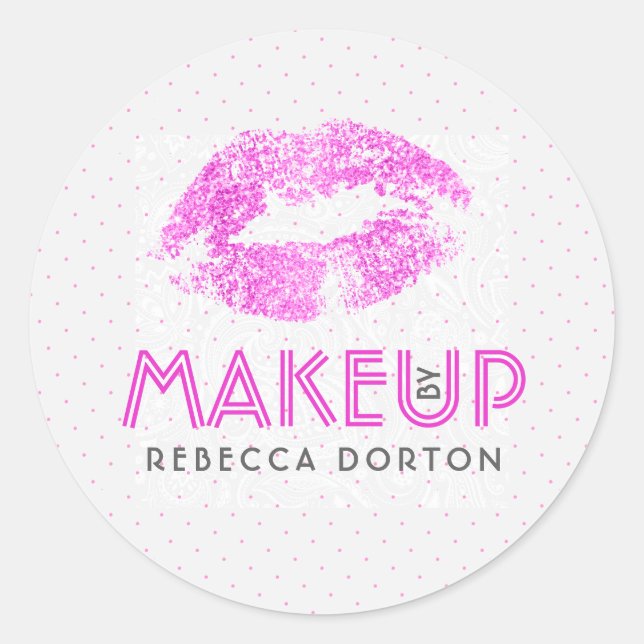 Pegatina Redonda Plantilla de texto de Personalizado de Purpurinas  (Anverso)