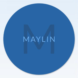 Pegatina Redonda Plantilla de texto editable para nombre monocromát