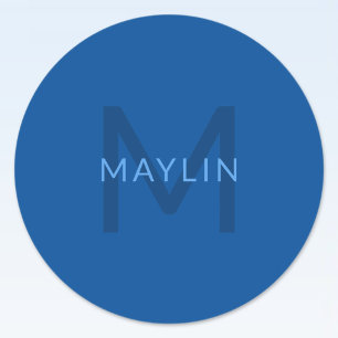 Pegatina Redonda Plantilla de texto editable para nombre monocromát