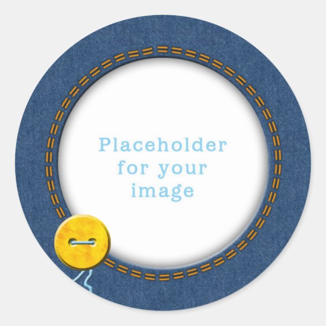 Pegatina Redonda Plantilla "Denim & Button" (Anverso)