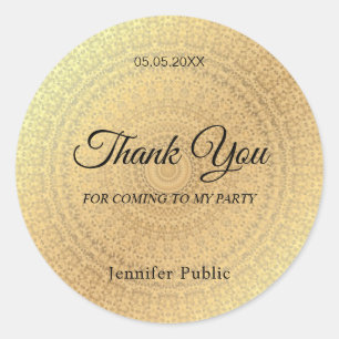 Pegatina Redonda Plantilla dorada de agradecimiento con letra manus