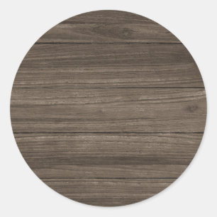 Pegatina Redonda Plantilla elegante en blanco con aspecto de tabla