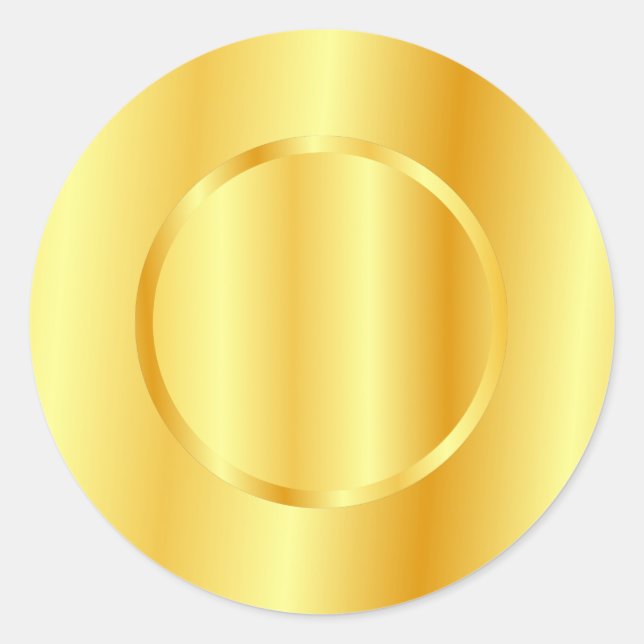 Pegatina Redonda Plantilla elegante Faux Gold Metallic Blank (Anverso)