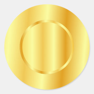 Pegatina Redonda Plantilla elegante Faux Gold Metallic Blank