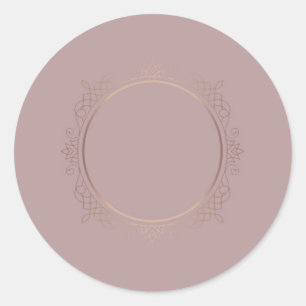 Pegatina Redonda Plantilla en blanco Añadir texto Rosa elegante mod