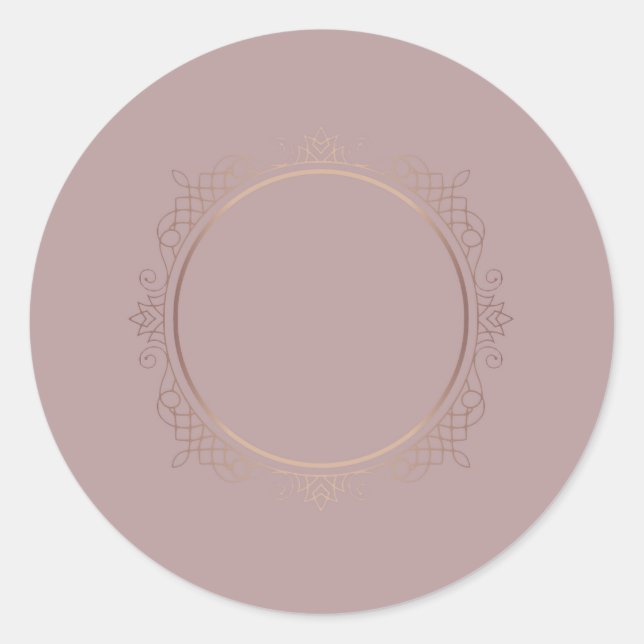 Pegatina Redonda Plantilla en blanco Añadir texto Rosa elegante mod (Anverso)