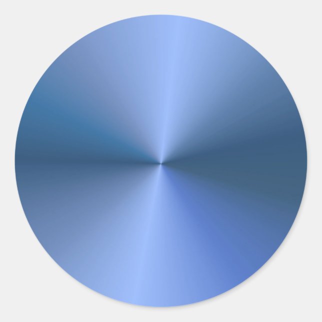 Pegatina Redonda Plantilla en blanco con aspecto metálico azul eleg (Anverso)