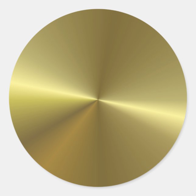 Pegatina Redonda Plantilla en blanco con aspecto metálico de oro fa (Anverso)
