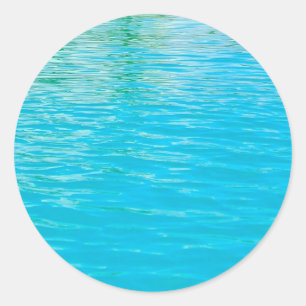 Pegatina Redonda Plantilla en blanco de agua de mar azul verdoso pe