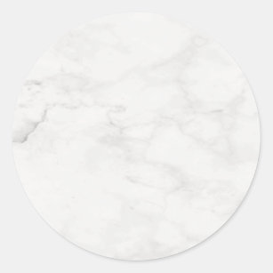 Pegatina Redonda Plantilla en blanco elegante de mármol blanca