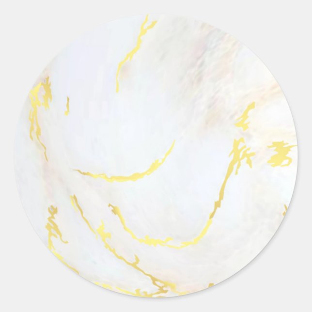 Pegatina Redonda Plantilla en blanco Mármol de oro Añadir el texto  (Anverso)