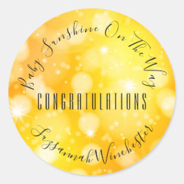 Pegatina Redonda Plantilla neutra de Naranja amarillo Baby Shower