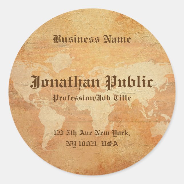Pegatina Redonda Plantilla nostálgica clásica de papel antiguo (Anverso)