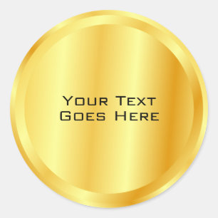 Pegatina Redonda Plantilla personalizada con aspecto metálico dorad