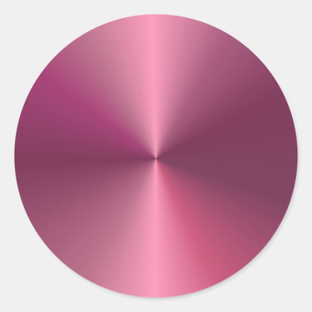 Pegatina Redonda Plantilla rosa elegante en blanco con aspecto metá (Anverso)