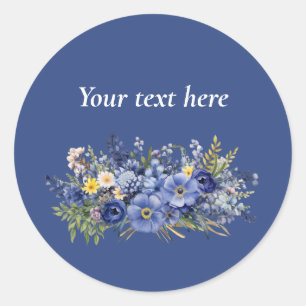 Pegatina Redonda Plantilla, texto, diseño floral de bonito,