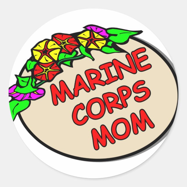 Pegatina Redonda Plaque de mamá del Cuerpo de Marines (Anverso)