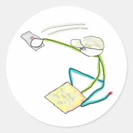 Pegatina Redonda Plasterer Stickman