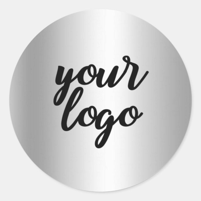 Pegatina Redonda Plata básica plateada de plata metálica (Anverso)