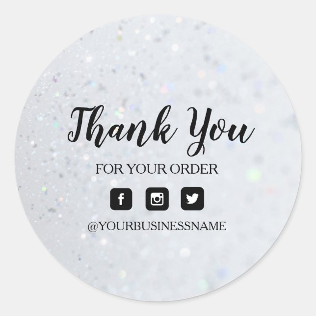 Pegatina Redonda Plata holográfica | Elegancia y armonía (Anverso)