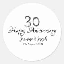 Plata Metálico 30º aniversario feliz agregar nombr