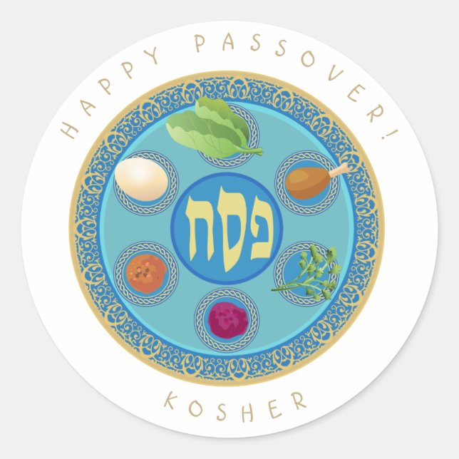 Pegatina Redonda Plate Kosher Pesach (Anverso)