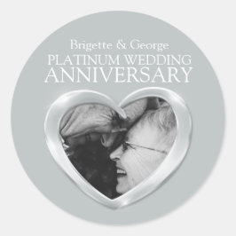 Pegatina Redonda Platinum 70 Aniversario añada su propio corazón fo