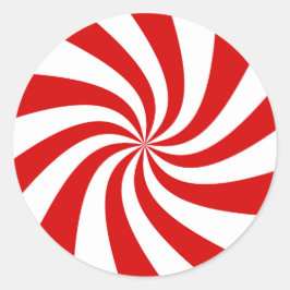 Pegatina Redonda plato fiesta de caña de caramelo rojo