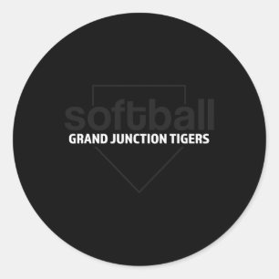 Pegatina Redonda Plato local de Grand Junction Tigers Softll