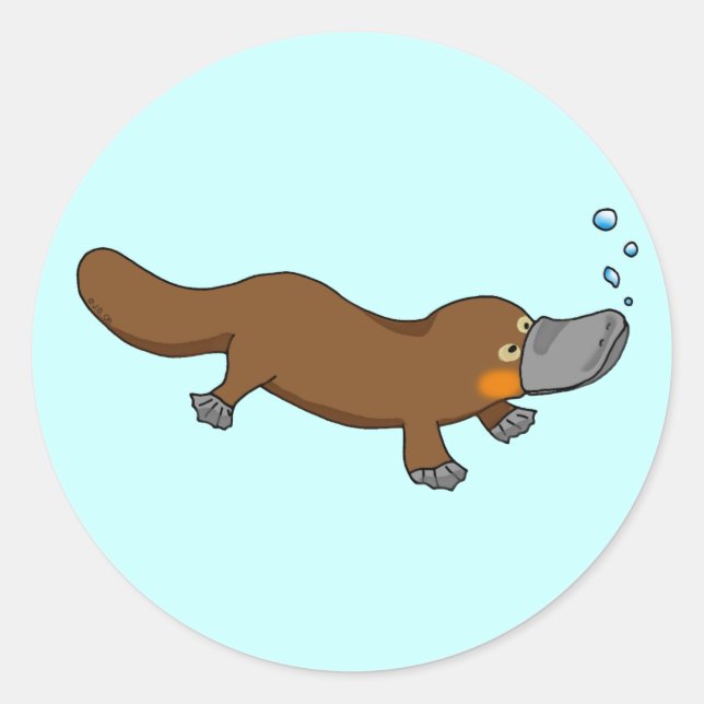 Pegatina Redonda Platypus cute (Anverso)