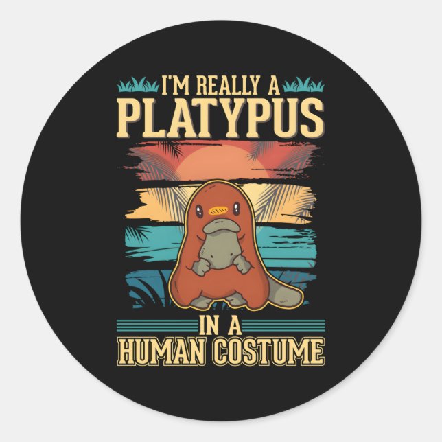 Pegatina Redonda Platypus Halloween (Anverso)