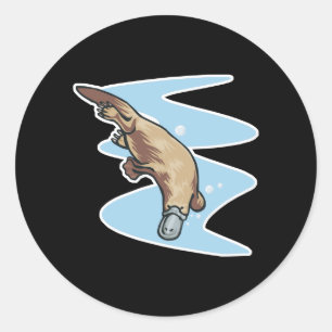Pegatina Redonda platypus natación