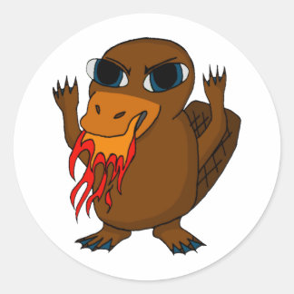 Pegatina Redonda Platypus Respiración de Incendios