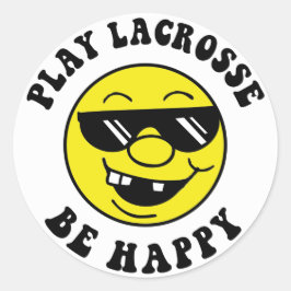 Pegatina Redonda Play Lacrosse Be Happy