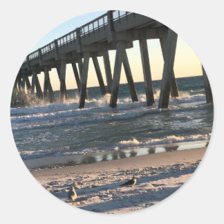 Pegatina Redonda Playa